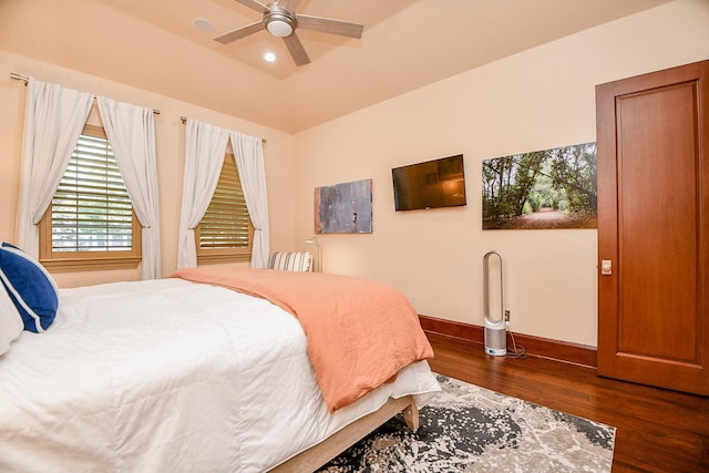 2718 Silverhorn Dr, Katy, TX 77450 - bedroom with dark wood finished floors, a ceiling fan, and recessed lighting