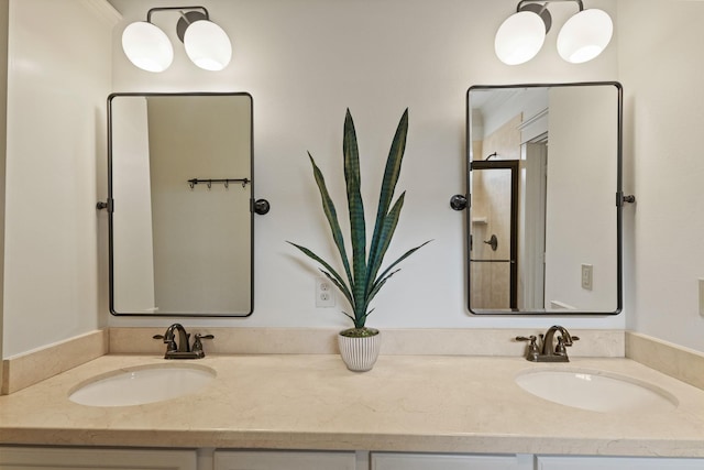 bathroom featuring double vanity