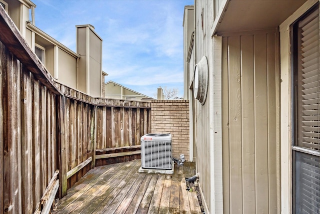 wooden deck with central AC