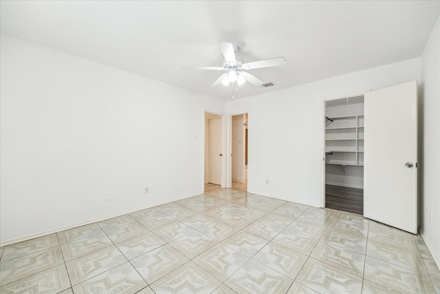 10314 Sommerville Ave, Houston, TX 77041 - unfurnished bedroom featuring a closet, visible vents, a walk in closet, and ceiling fan