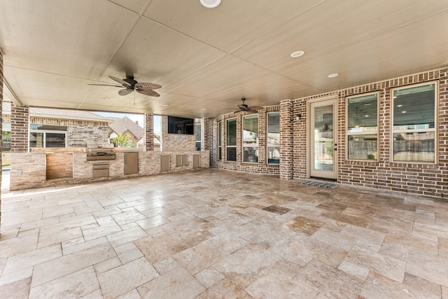 16202 Coyote Run Ln, Cypress, TX 77433 - view of patio featuring an outdoor kitchen and ceiling fan