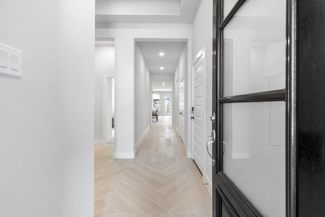444 Texoma Plains Dr, Conroe, TX 77304 - hall featuring baseboards and recessed lighting