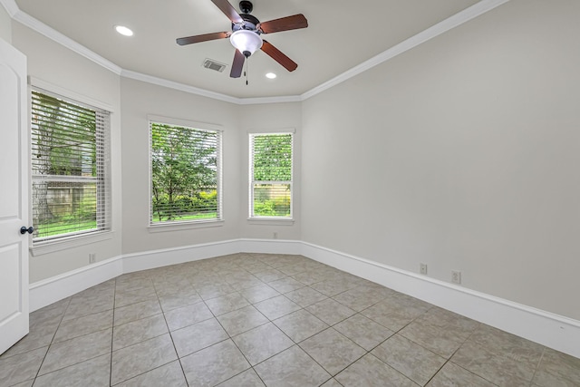 1006 Cross Hollow Ln, Katy, TX 77494 - empty room with light tile patterned floors, a healthy amount of sunlight, and crown molding