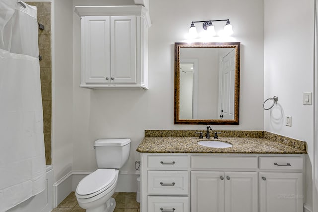 1006 Cross Hollow Ln, Katy, TX 77494 - full bath featuring vanity, toilet, shower / bath combo, and tile patterned floors