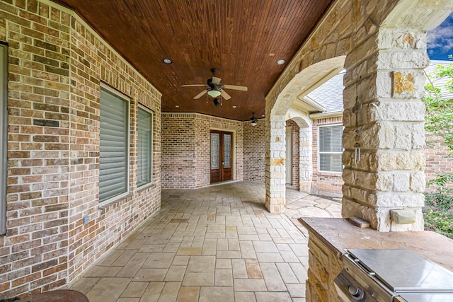 1006 Cross Hollow Ln, Katy, TX 77494 - view of patio / terrace with a ceiling fan and french doors