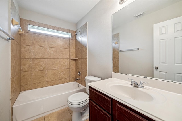2614 Magnolia Fair Way, Spring, TX 77386 - bathroom featuring toilet, shower / washtub combination, vanity, visible vents, and tile patterned floors
