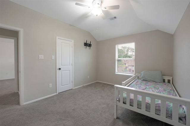 16129 Barge Way, Crosby, TX 77532 - carpeted bedroom with lofted ceiling, baseboards, and a ceiling fan