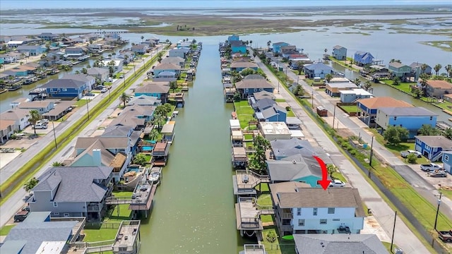 28 Dolphin St, Bayou Vista, TX 77563 - aerial perspective of suburban area with a nearby body of water