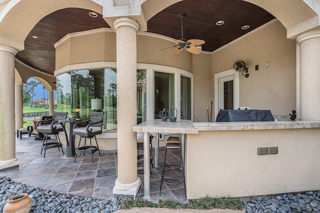 2802 Twin Fountains Dr, Houston, TX 77068 - view of patio / terrace with a ceiling fan and area for grilling