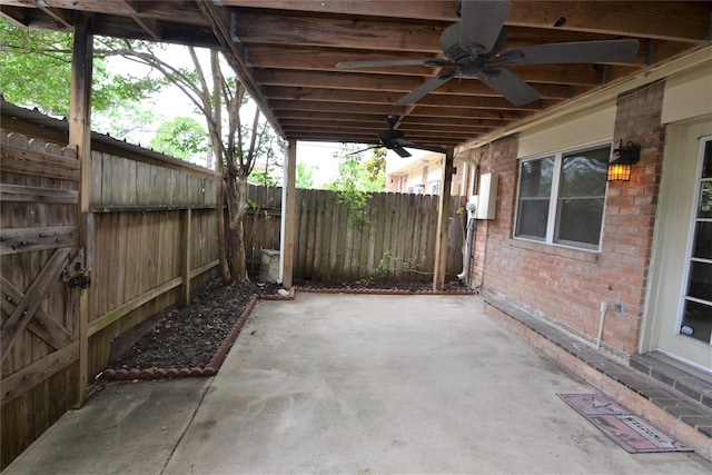 14459 Misty Meadow Ln, Houston, TX 77079 - view of patio with fence and a ceiling fan