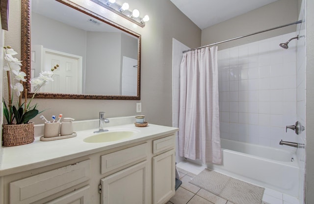 3116 Grassmere St, Houston, TX 77051 - bathroom featuring tile patterned flooring, shower / bath combo, and vanity