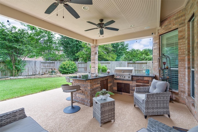 2130 White Eagle Ln, Katy, TX 77450 - view of patio with ceiling fan and a sink