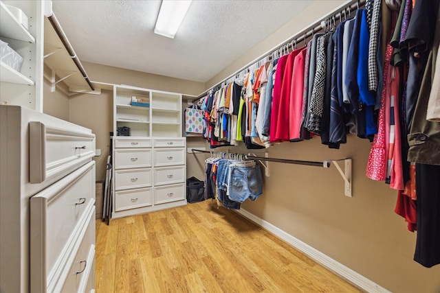 walk in closet featuring light wood-type flooring