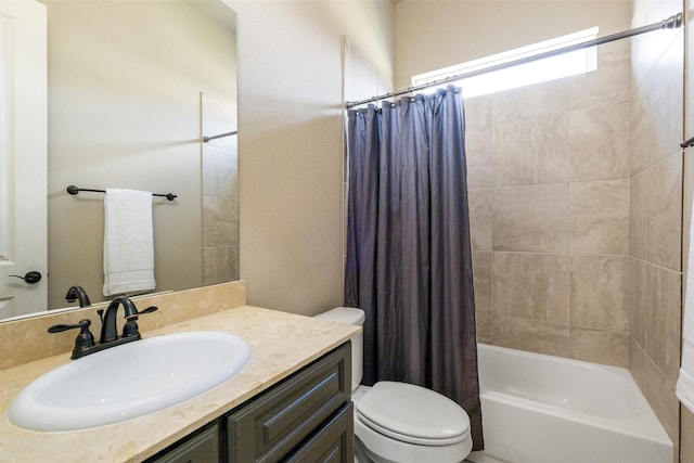 6919 Champion Trl, Katy, TX 77493 - full bathroom with toilet, shower / bath combination with curtain, and vanity