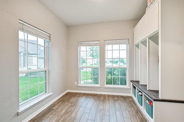 12750 Tullich Ln, Humble, TX 77346 - mudroom featuring healthy amount of natural light, wood finished floors, and baseboards