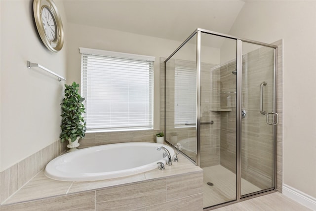 19914 Philippa Hills Trl, Cypress, TX 77433 - bathroom featuring a stall shower and a garden tub