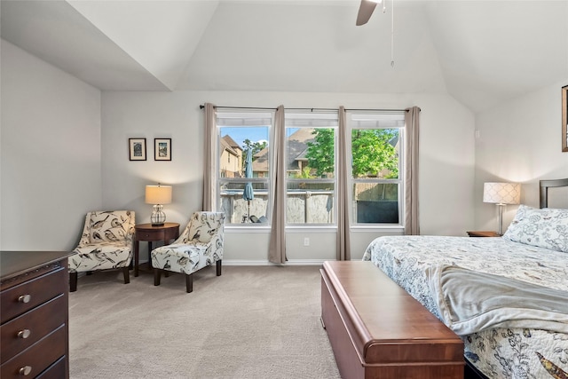 17214 Sequoia Kings Dr, Humble, TX 77346 - bedroom featuring vaulted ceiling, light colored carpet, baseboards, and a ceiling fan