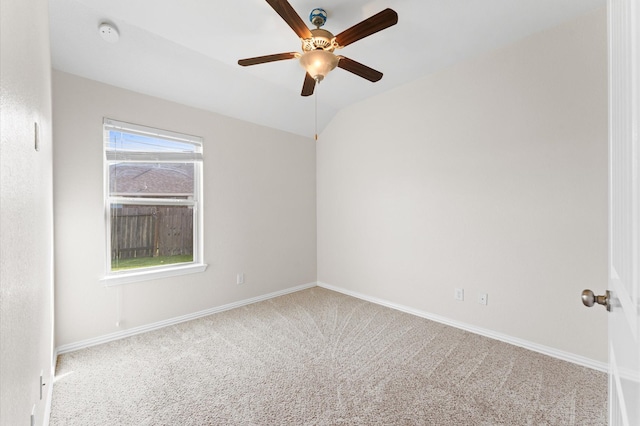 2043 Plum Rose Ln, Richmond, TX 77469 - unfurnished room featuring carpet flooring, a ceiling fan, a smoke detector, baseboards, and vaulted ceiling