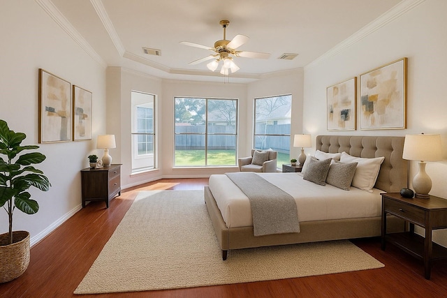 6334 Goodlowe Park, Sugar Land, TX 77479 - bedroom with ornamental molding, wood finished floors, baseboards, and a ceiling fan