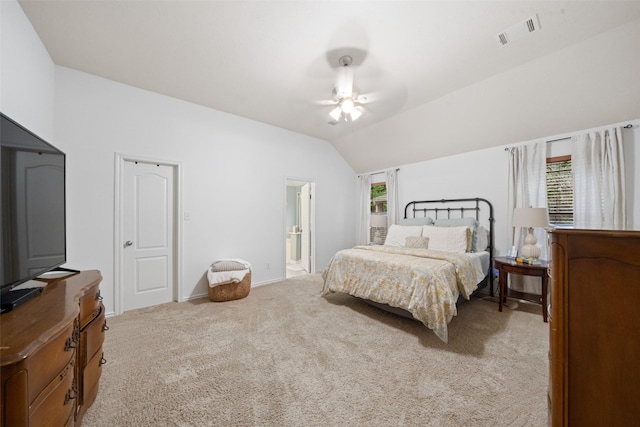 12909 Victoria Regina Dr, Montgomery, TX 77356 - bedroom featuring carpet, vaulted ceiling, a ceiling fan, baseboards, and connected bathroom