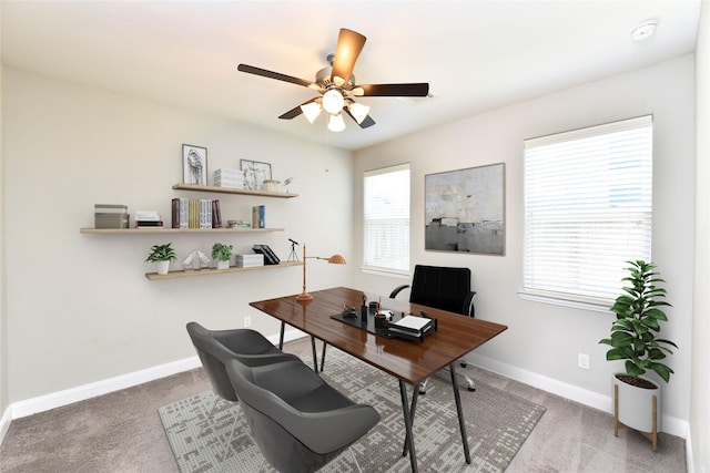 5502 Camaguey St, Houston, TX 77023 - office space featuring carpet floors, ceiling fan, and healthy amount of natural light