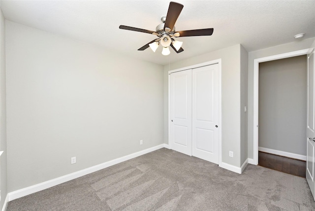 5502 Camaguey St, Houston, TX 77023 - unfurnished bedroom with carpet floors, a closet, baseboards, and a ceiling fan