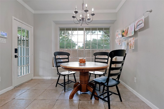12915 Birch Falls Rd, Houston, TX 77065 - dining room with healthy amount of natural light, ornamental molding, a chandelier, and baseboards