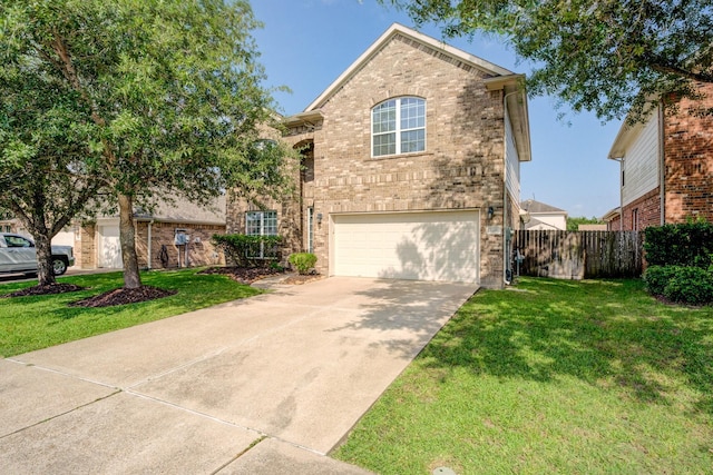 8246 Mandalay Bay Dr, Baytown, TX 77523 - view of front facade featuring an attached garage, driveway, and brick siding