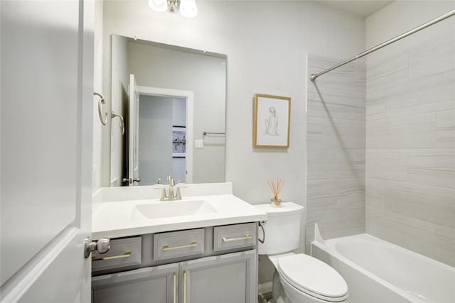 2815 Torrey Pines Dr, Fulshear, TX 77423 - bathroom featuring toilet, vanity, and washtub / shower combination