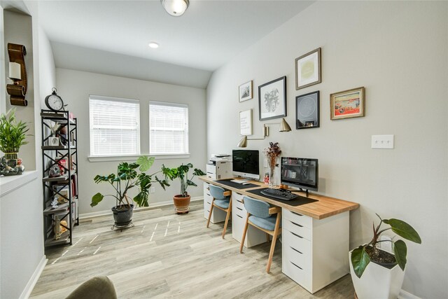2815 Torrey Pines Dr, Fulshear, TX 77423 - office area featuring light wood-style floors and baseboards