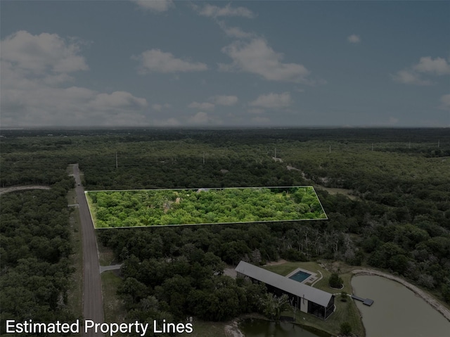 3923 Millican Creek Trl, College Station, TX 77845 - aerial overview of property's location featuring a heavily wooded area and property boundaries highlighted