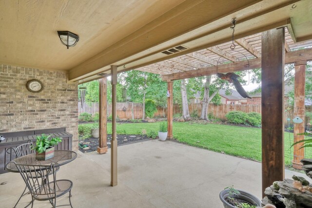 view of patio featuring a pergola