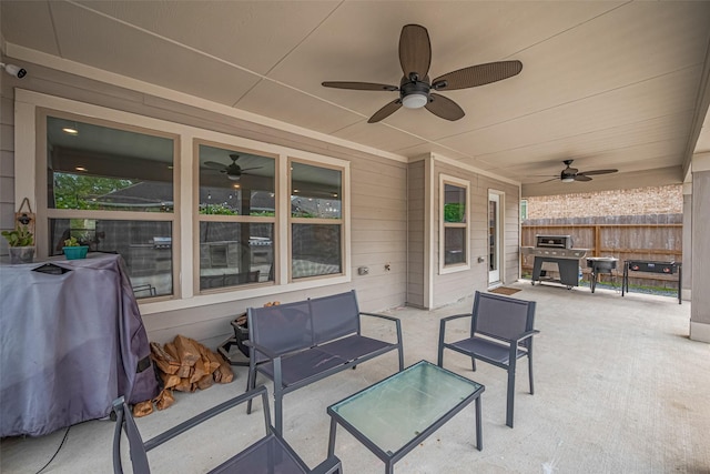 20864 Sheffield Park Dr, Porter, TX 77365 - view of patio / terrace with ceiling fan and an outdoor living space