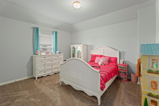 107 San Jacinto Dr, Baytown, TX 77523 - carpeted bedroom featuring lofted ceiling