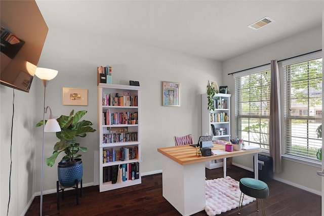 9615 Carson Ln, Iowa Colony, TX 77583 - office area with dark wood-type flooring and baseboards