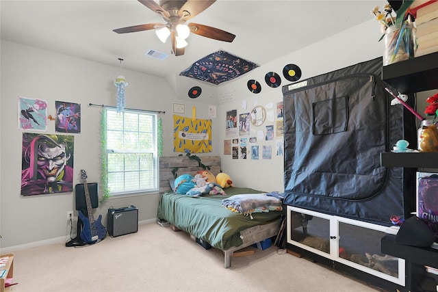 9615 Carson Ln, Iowa Colony, TX 77583 - bedroom featuring carpet, baseboards, and a ceiling fan