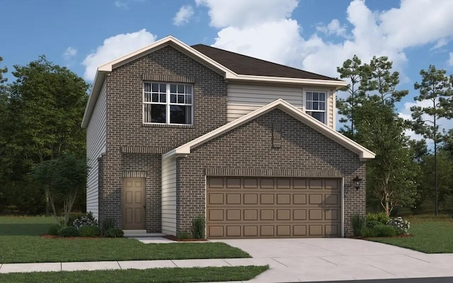 15311 Abella Dr, Montgomery, TX 77316 - traditional home with brick siding, driveway, a front lawn, and a garage