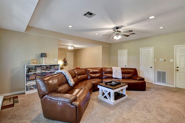 26410 Anderson Rd, Magnolia, TX 77354 - living area with carpet, ceiling fan, recessed lighting, and baseboards
