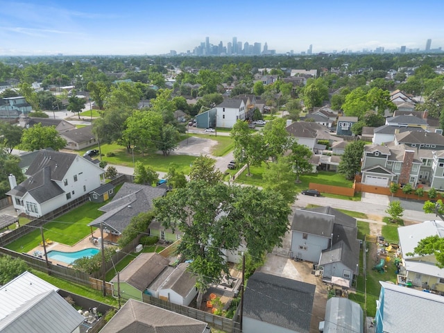 717 E 23rd St, Houston, TX 77008 - aerial view of residential area featuring a pool area and a skyline view
