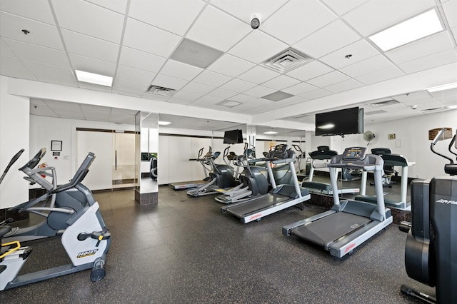 gym with a drop ceiling