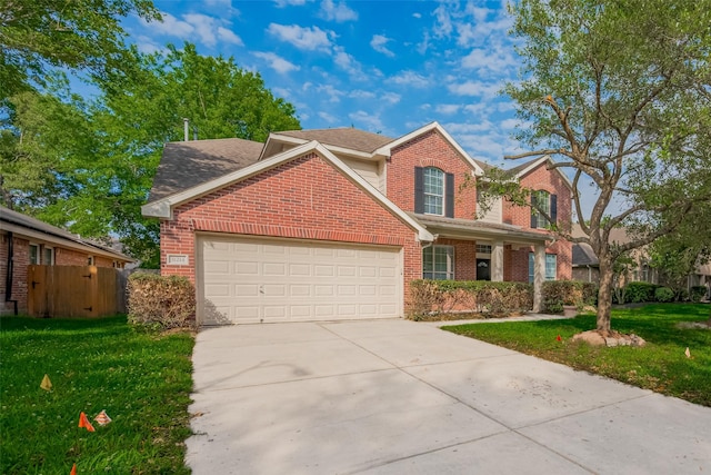 31214 Windcrest Park Ln, Spring, TX 77386 - traditional-style home with brick siding, an attached garage, and driveway