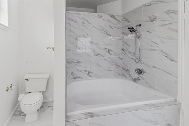 8888 Benning Dr Unit 313, Houston, TX 77031 - full bathroom with marble finish floors, toilet, baseboards, and shower / tub combination