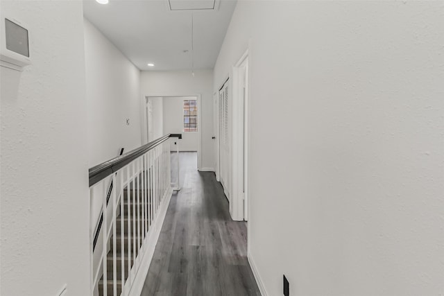 8888 Benning Dr Unit 313, Houston, TX 77031 - corridor featuring attic access, wood finished floors, recessed lighting, and baseboards