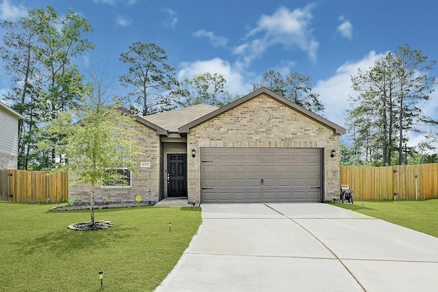 10707 Lost Maples Dr, Cleveland, TX 77328 - single story home with concrete driveway, a garage, and brick siding