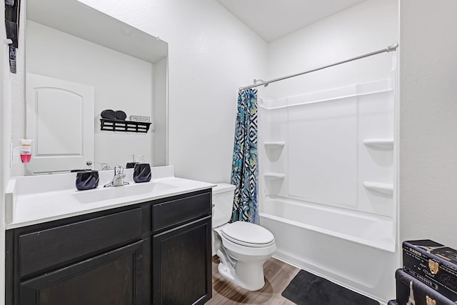 10707 Lost Maples Dr, Cleveland, TX 77328 - bathroom with wood finished floors, toilet, vanity, and shower / bath combo