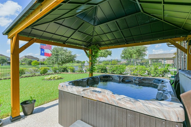 23615 Dolci Ln, Richmond, TX 77406 - view of patio / terrace featuring a gazebo and a hot tub