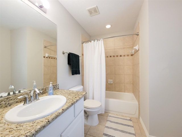 1241 Prince St, Houston, TX 77008 - full bath featuring vanity, tile patterned floors, toilet, shower / bath combo, and recessed lighting