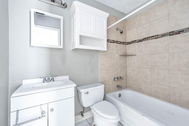 full bath with vanity, toilet, and  shower combination