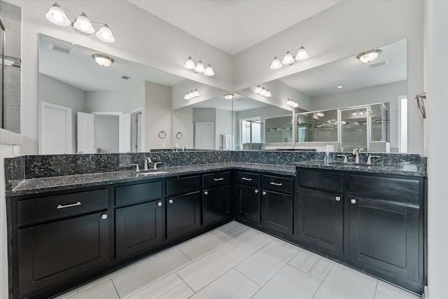 929 Oak St, Houston, TX 77018 - bathroom with a shower stall and double vanity