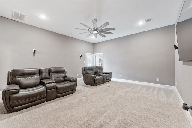 929 Oak St, Houston, TX 77018 - living area featuring ceiling fan, baseboards, carpet flooring, and recessed lighting